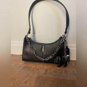 Steve Madden Black Shoulder Bag with Dachshund Chain